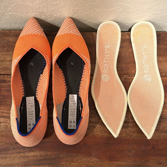 Rothy’s Orange Sherbet The Points Flats Shoes 7 - Picture 8 of 10